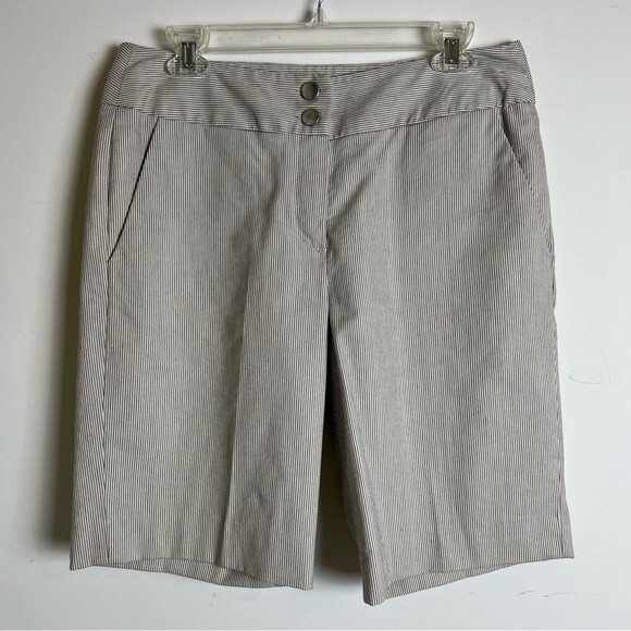 Sandro Striped High Rise Shorts with Pockets Size 10 - Picture 1 of 8